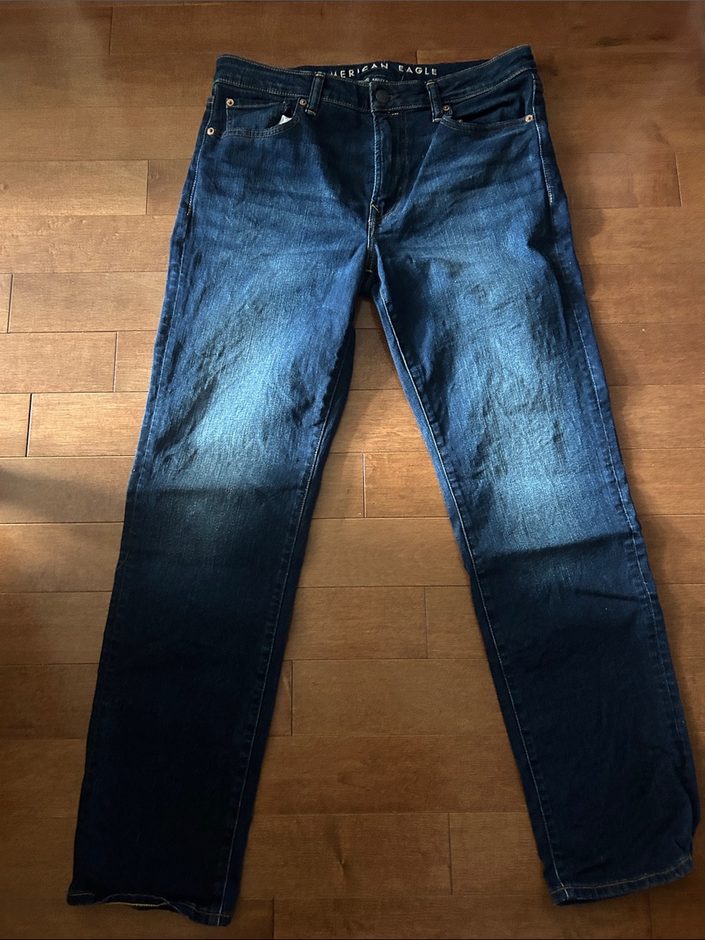 American Eagle Outfitters Dark Blue Straight-Leg Jeans